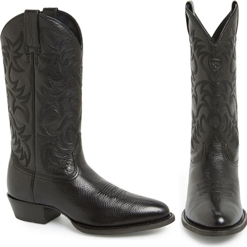 Ariat ✪ Heritage Classic Western Leather Cowboy Boots Boot ✪ Black 10D - Picture 15 of 16